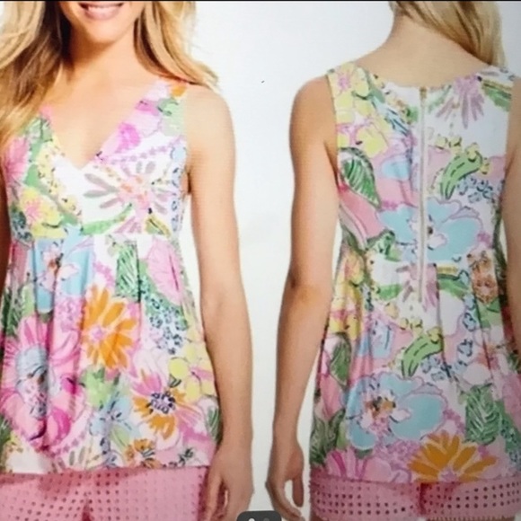 Lilly Pulitzer for Target Limited Edition “Nosy Posie” Sleeveless Top Sz Small - Picture 2 of 8